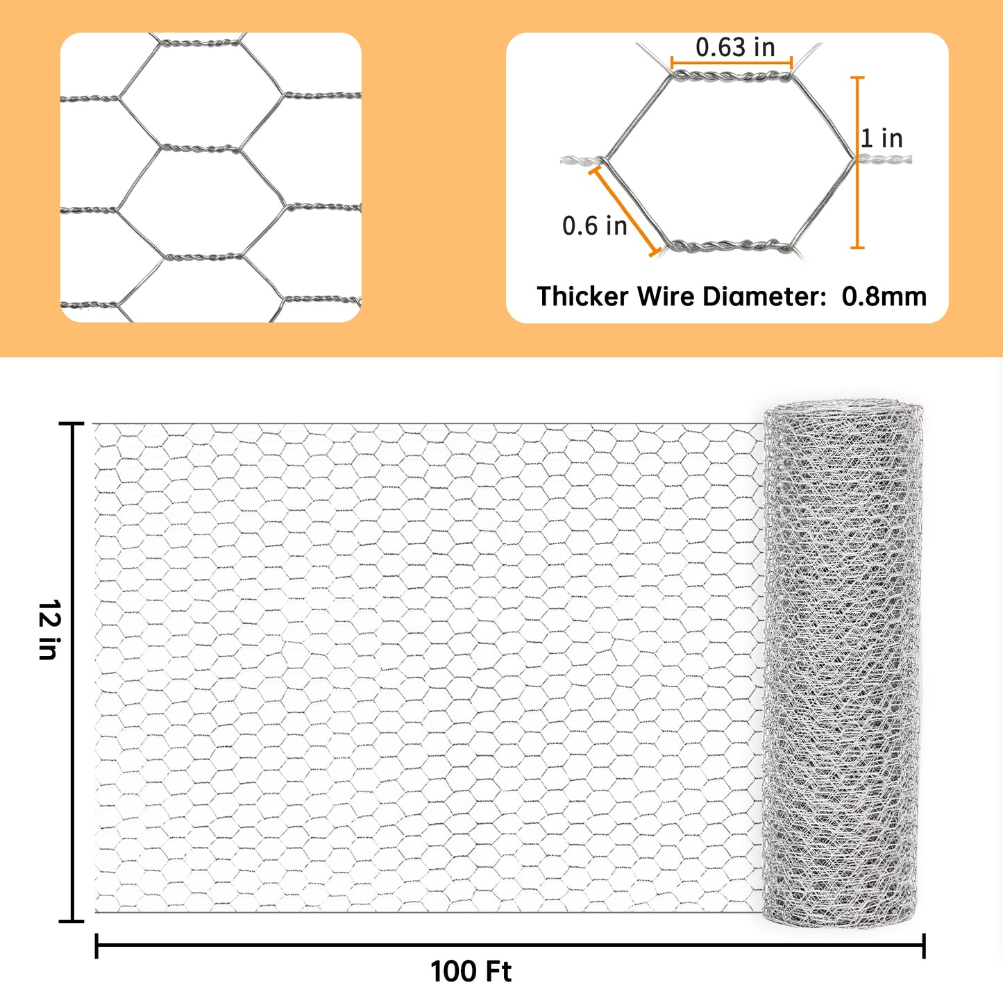 HITTITE Chicken Wire 48 inch(W) x 100 ft(L), Anti-Rust Hexagonal Galvanized Metal Green Garden Wire Netting for Floral Arrangements, PVC Coated Chicken Wire Coop for Crafts Plant Protector Pet Rabbits Fencing