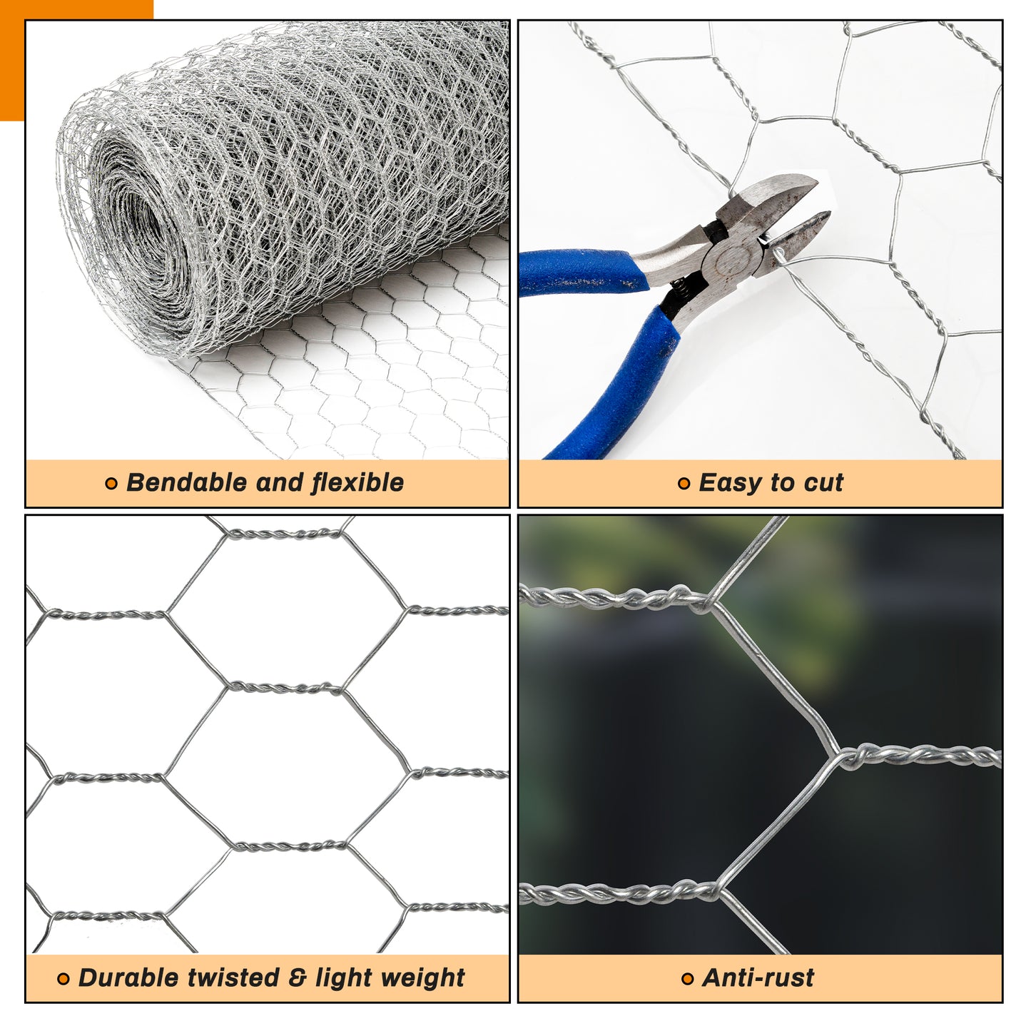 HITTITE Chicken Wire 48 inch(W) x 100 ft(L), Anti-Rust Hexagonal Galvanized Metal Green Garden Wire Netting for Floral Arrangements, PVC Coated Chicken Wire Coop for Crafts Plant Protector Pet Rabbits Fencing