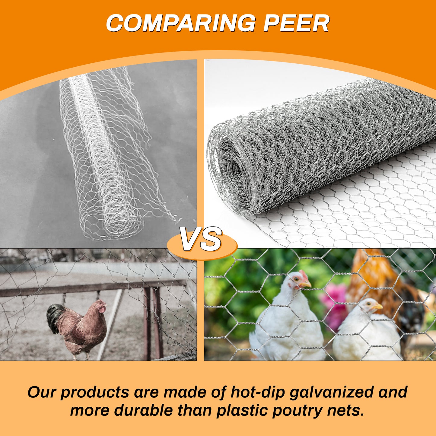 HITTITE Chicken Wire 48 inch(W) x 100 ft(L), Anti-Rust Hexagonal Galvanized Metal Green Garden Wire Netting for Floral Arrangements, PVC Coated Chicken Wire Coop for Crafts Plant Protector Pet Rabbits Fencing