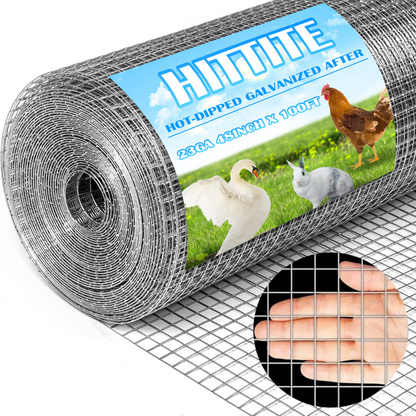 HITTITE Hardware Cloth 1/2 inch 48inx100ft 19 Gauge Square Chicken Wire Galvanizing After Welding Fence Mesh Roll Raised Garden bed Plant Supports Poultry Netting Cage Snake Fence