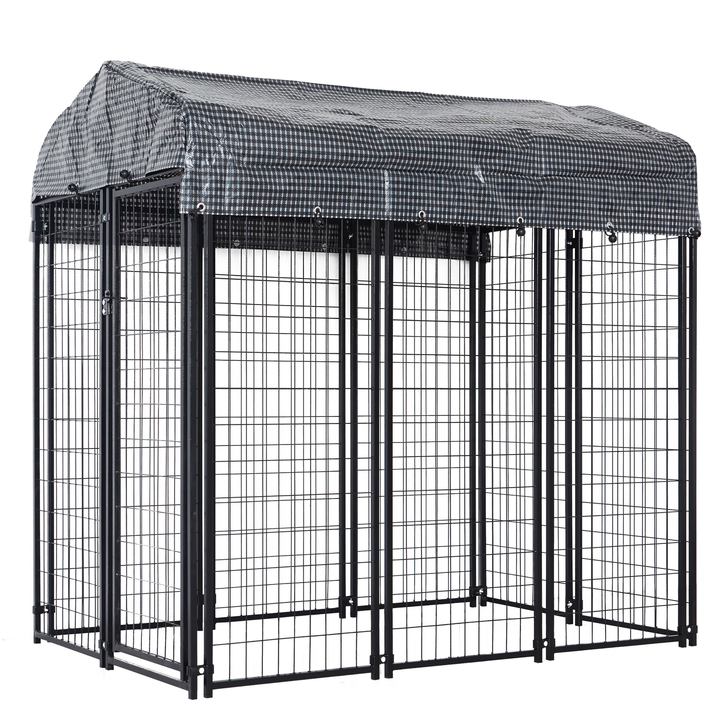 HITTITE Large Outdoor Dog Kennel, Heavy Duty Outdoor Dog Cage, Anti-Rust Dog Pens Outdoor with Waterproof UV-Resistant Cover and Secure Lock for Backyard,6'L x4' W x 6'H（with Roof）