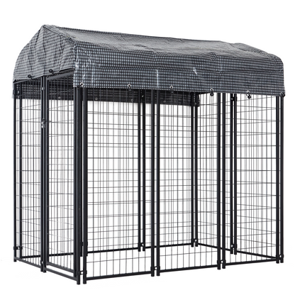 HITTITE Large Outdoor Dog Kennel, Heavy Duty Outdoor Dog Cage, Anti-Rust Dog Pens Outdoor with Waterproof UV-Resistant Cover and Secure Lock for Backyard,6'L x4' W x 6'H（with Roof）