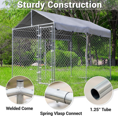 HITTITE Large Outdoor Dog Kennel, Outdoor Heavy Duty Dog Cage, Anti-Rust Dog Pens Dog Fence with Waterproof UV-Resistant Cover and Secure Lock 10'L X 6'W X 7.65'H