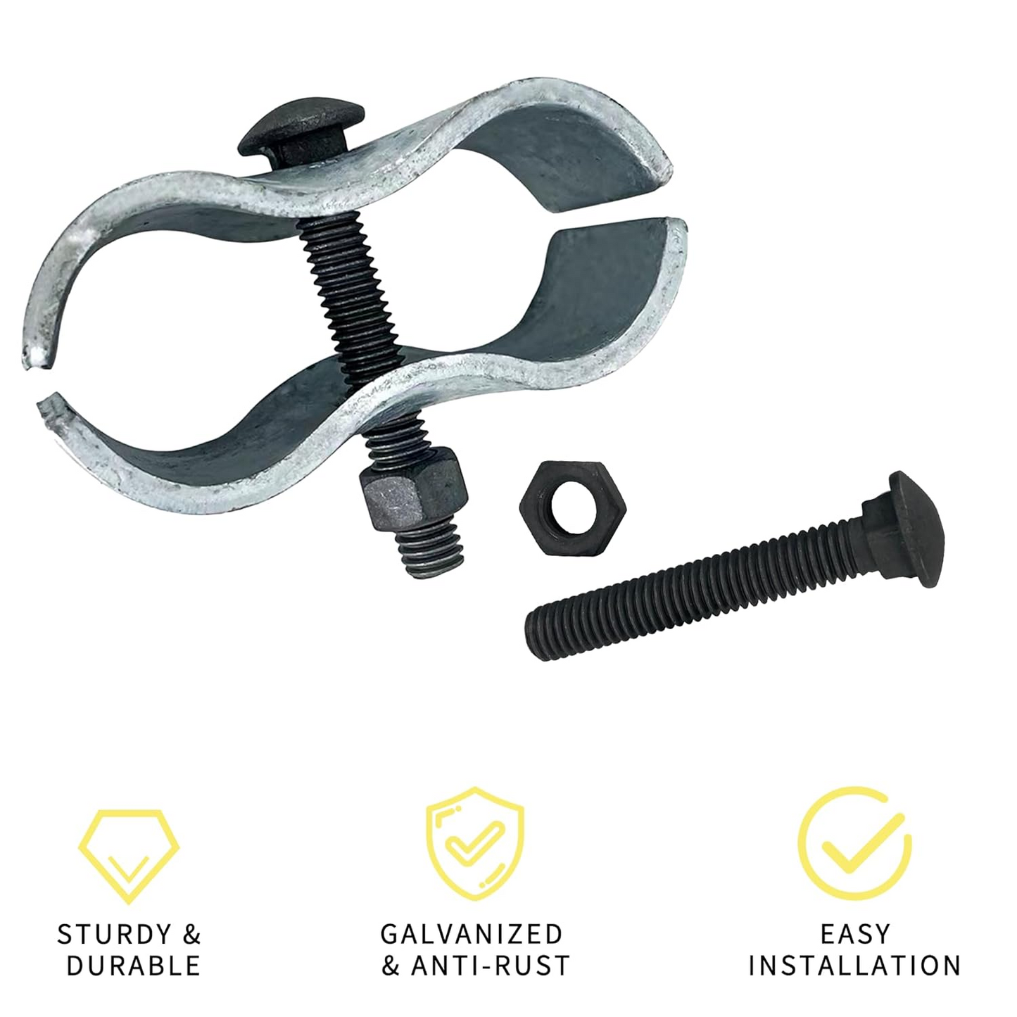 797Audio 8PCS Panel Clamps,Chain Link Fence Parts,Dog Kennel For Round Pipe Frame With 1-5/8"/42mm Diameter,Galvanized Fence,Chain-Link Hardware For Dog Run,Saddle Clamp For Kennel (8 Set)