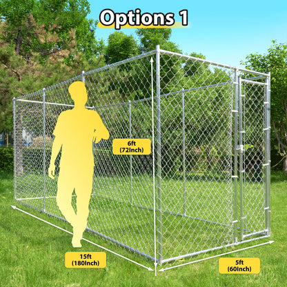 HITTITE 10x10x6 Large Dog Kennel Outdoor, Heavy Duty Outside Dog Cage with Secure Lock,Square Dog Pen Run,Galvanized Chain Link Dog Crate Metal Dog Pen Enclosure House for Backyard Farm Without Roof(10'Lx10'Wx6'H)