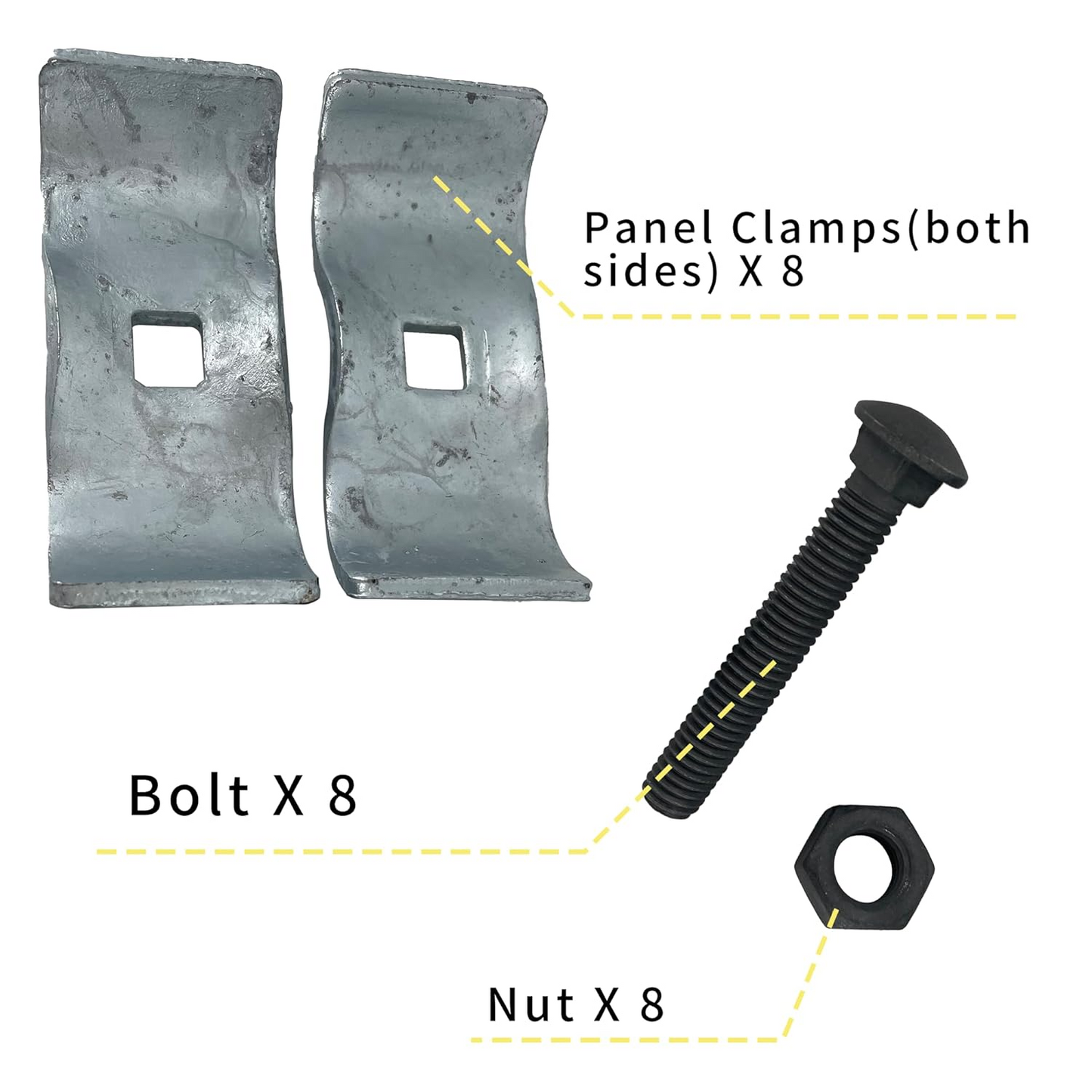 797Audio 8PCS Panel Clamps,Chain Link Fence Parts,Dog Kennel For Round Pipe Frame With 1-5/8"/42mm Diameter,Galvanized Fence,Chain-Link Hardware For Dog Run,Saddle Clamp For Kennel (8 Set)