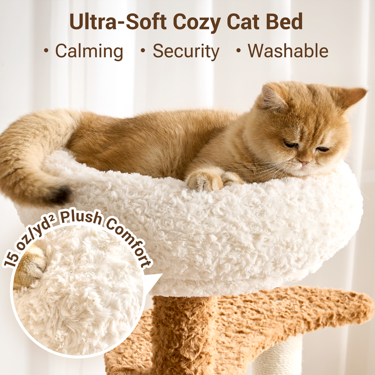 Modern Cat Tree Tower with Scratching Post for Indoor Cats, 50.5" Tall Cat Tree with Flower/Fluffy Cat Beds, Acrylic Capsule, Multi-Level Platforms & Interactive Toy, Brown/Pink