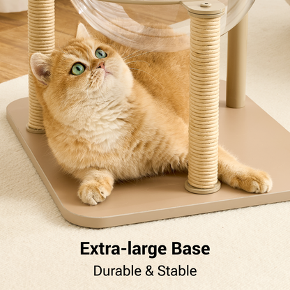 Hittite 34" Modern Cat Tree Furniture, Minimalist Metal Frame Cat Tower with Wood Platforms, Washable Cushion & Scratching Post, Stylish Cat Condo for Indoor Cats