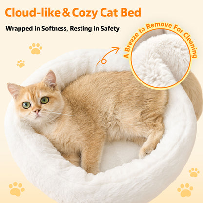 PawX Modern Cat Tree for Indoor Cats, 36in H Cat Condo Tower with Scratching Posts, Cozy Cat Bed Cave, Washable Cushions, Dangling Balls, Play & Nap Structure for All Breeds of Cats, Brown & White