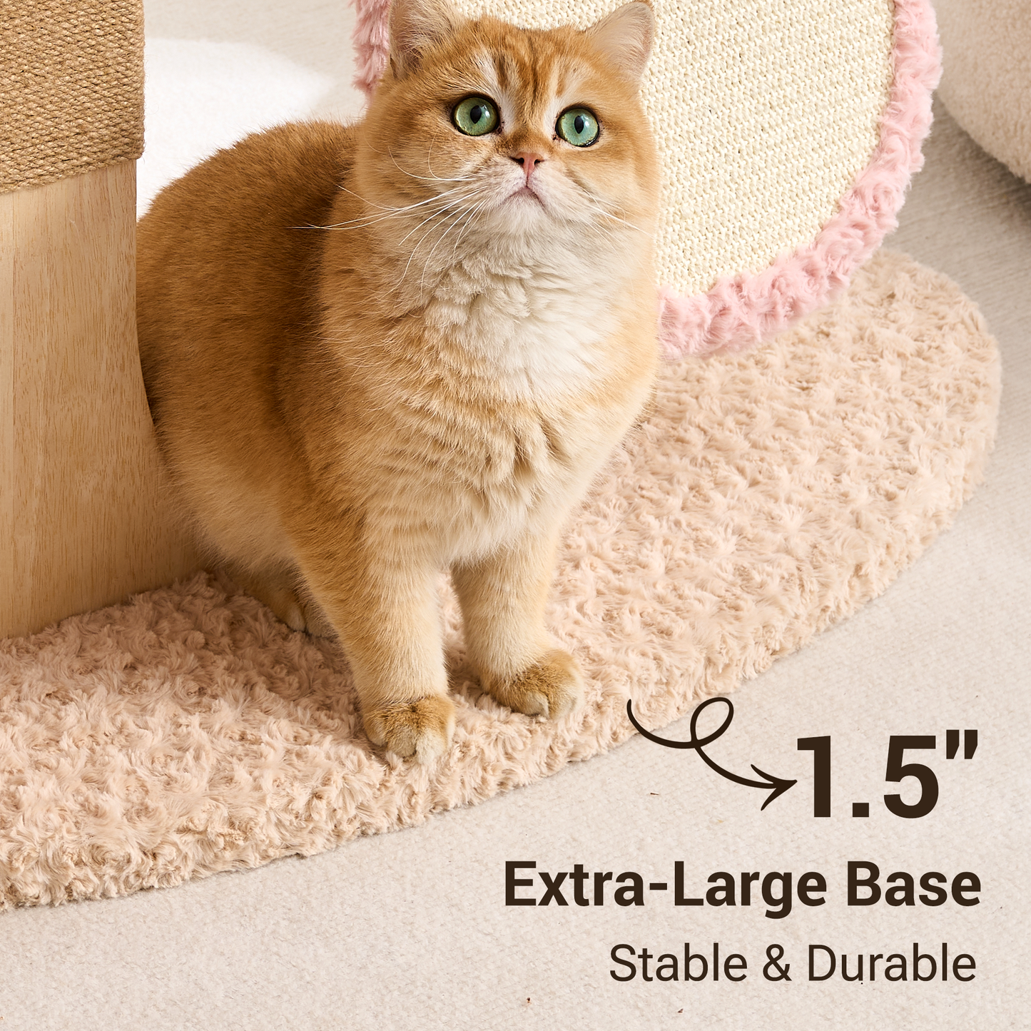 Hittite Aesthetic Flower Cat Tree Tower with Scratching Post for Indoor Cats, 37" Modern Cat Tree with Wood Sculpted Branch, Flower Cat Beds, Scratching Board & Interactive Squeaky Toy