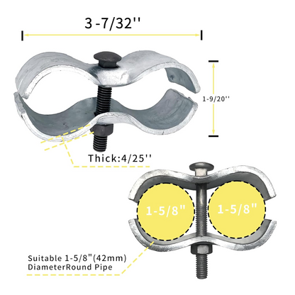 797Audio 8PCS Panel Clamps,Chain Link Fence Parts,Dog Kennel For Round Pipe Frame With 1-5/8"/42mm Diameter,Galvanized Fence,Chain-Link Hardware For Dog Run,Saddle Clamp For Kennel (8 Set)