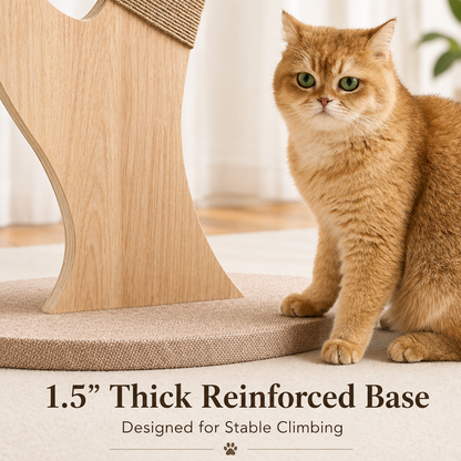 Modern Wood Cat Tree for Indoor Cats Small to Medium, Aesthetic Cat Tower with Handwoven Wicker Cat Beds, Sculpted Wood Branch Scratching Post & Interactive Squeaky Toys, Natural & White