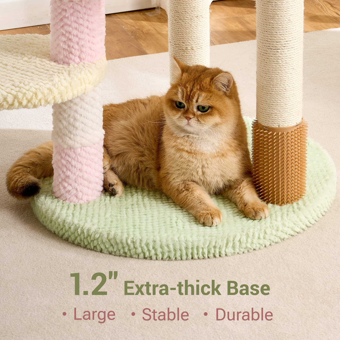 Modern Cat Tree Tower with Scratching Post for Indoor Cats, 50.5" Tall Cat Tree with Flower/Fluffy Cat Beds, Acrylic Capsule, Multi-Level Platforms & Interactive Toy, Brown/Pink