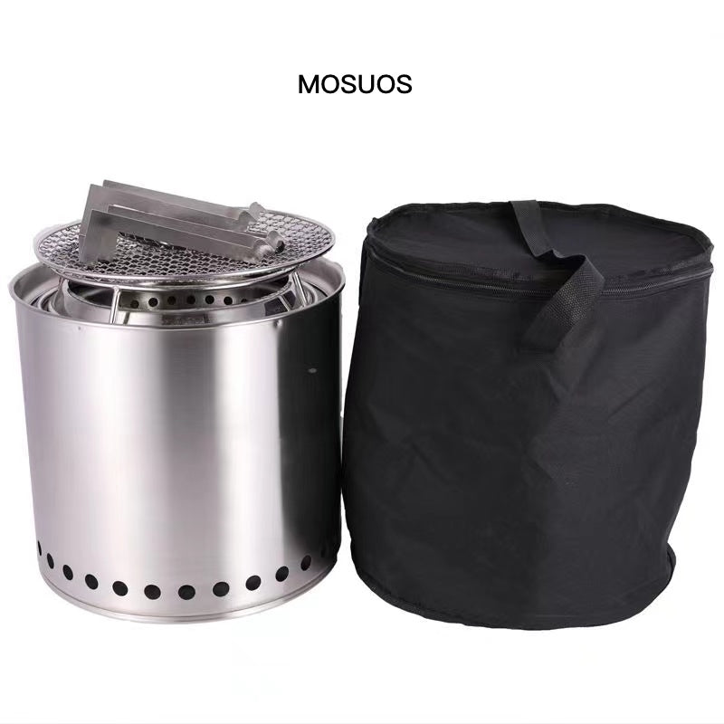 MOSUOS Bonfire Essential Bundle 3.0 Smokeless Fire Pit Outdoor Wood Burning Portable Firepit Stainless Steel for Backyard Patio Garden Picnic Camping Bonfire steel(27 Inch)
