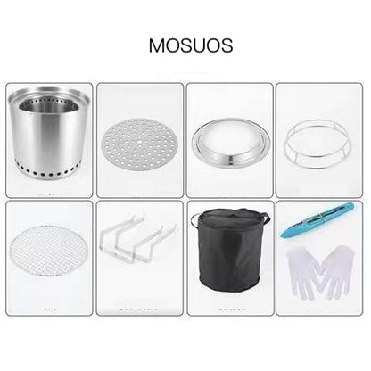 MOSUOS Bonfire Essential Bundle 3.0 Smokeless Fire Pit Outdoor Wood Burning Portable Firepit Stainless Steel for Backyard Patio Garden Picnic Camping Bonfire steel(27 Inch)