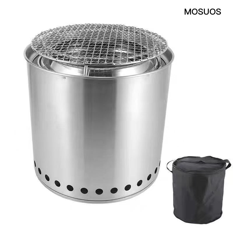 MOSUOS Bonfire Essential Bundle 3.0 Smokeless Fire Pit Outdoor Wood Burning Portable Firepit Stainless Steel for Backyard Patio Garden Picnic Camping Bonfire steel(27 Inch)