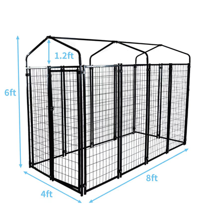 HITTITE Large Outdoor Dog Kennel, Heavy Duty Outdoor Dog Cage, Anti-Rust Dog Pens Outdoor with Waterproof UV-Resistant Cover and Secure Lock for Backyard,6'L x4' W x 6'H（with Roof）