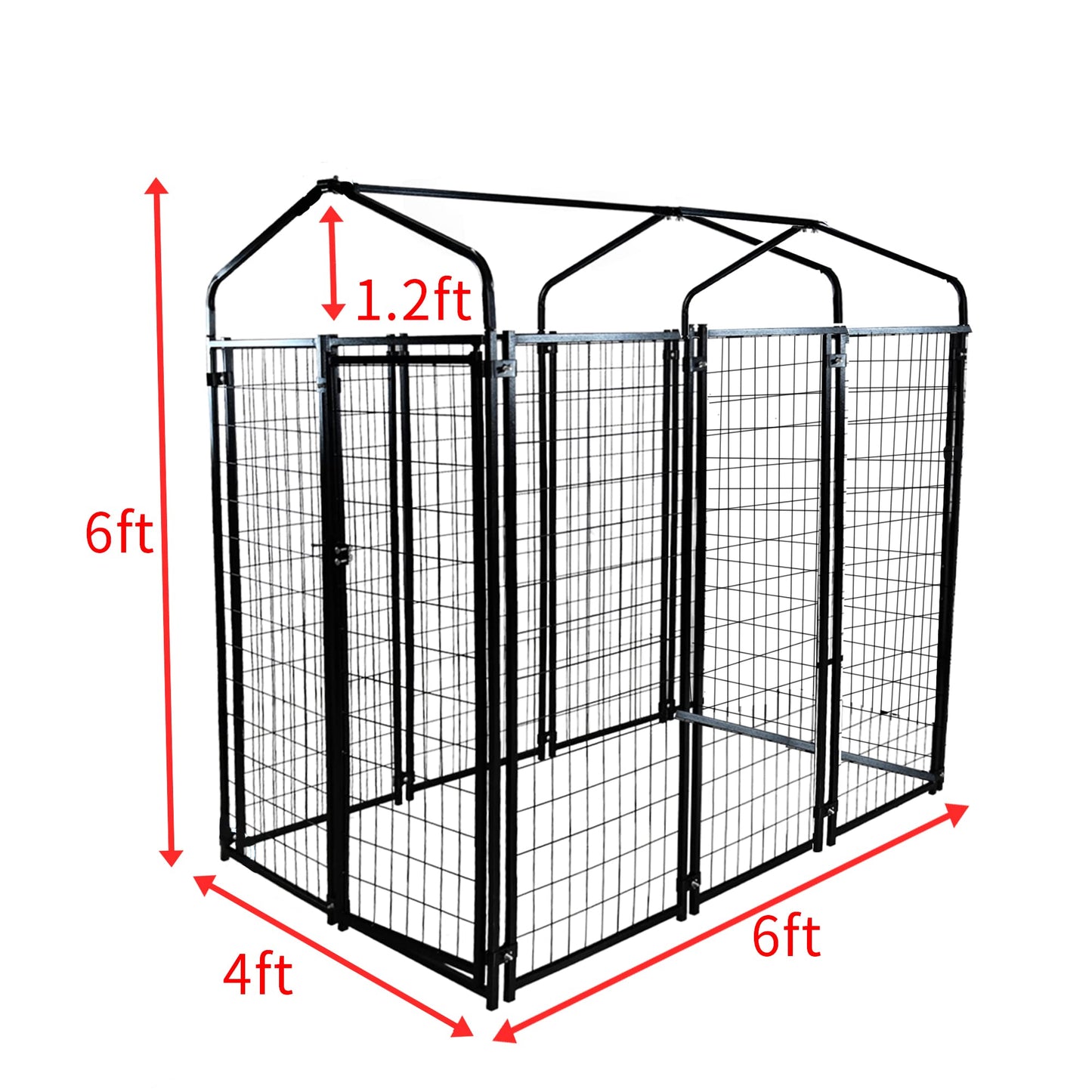 HITTITE Large Outdoor Dog Kennel, Heavy Duty Outdoor Dog Cage, Anti-Rust Dog Pens Outdoor with Waterproof UV-Resistant Cover and Secure Lock for Backyard,6'L x4' W x 6'H（with Roof）