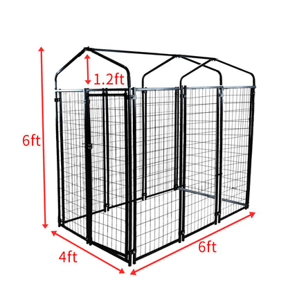 HITTITE Large Outdoor Dog Kennel, Heavy Duty Outdoor Dog Cage, Anti-Rust Dog Pens Outdoor with Waterproof UV-Resistant Cover and Secure Lock for Backyard,6'L x4' W x 6'H（with Roof）