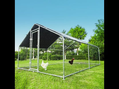 HITTITE Large Metal Chicken Coop Run for 6/8/10 Chickens,Heavy Duty Walk-in Poultry Cage with Cover,Outdoor Hen Rabbit Chicken Run in with Spire Shaped for &Farm Yard（19.2'Lx9.84'Wx6.56'H）