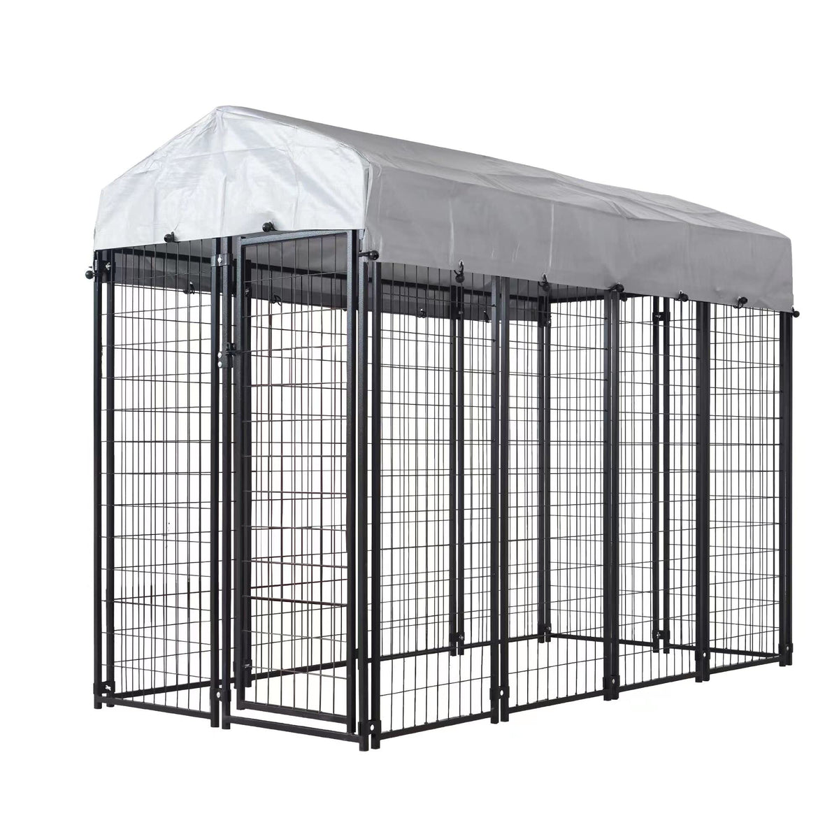 HITTITE Large Outdoor Dog Kennel, Heavy Duty Outdoor Dog Cage, Anti-Rust Dog Pens Outdoor with Waterproof UV-Resistant Cover and Secure Lock for Backyard,8&#39;L x4&#39; W x 6&#39;H（with Roof）