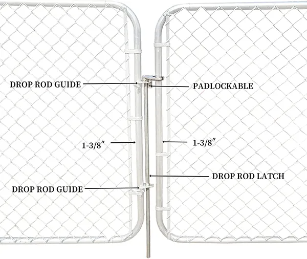 HITTITE 36" Cane Bolt Drop Rod for Double Gate, Chain Link Fence Gate